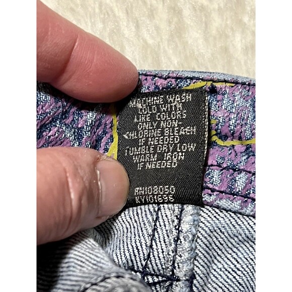 Venezia Womens Denim w Pink Floral Paint Accent Mid Rise Straight Jeans Size 18 - Picture 10 of 10